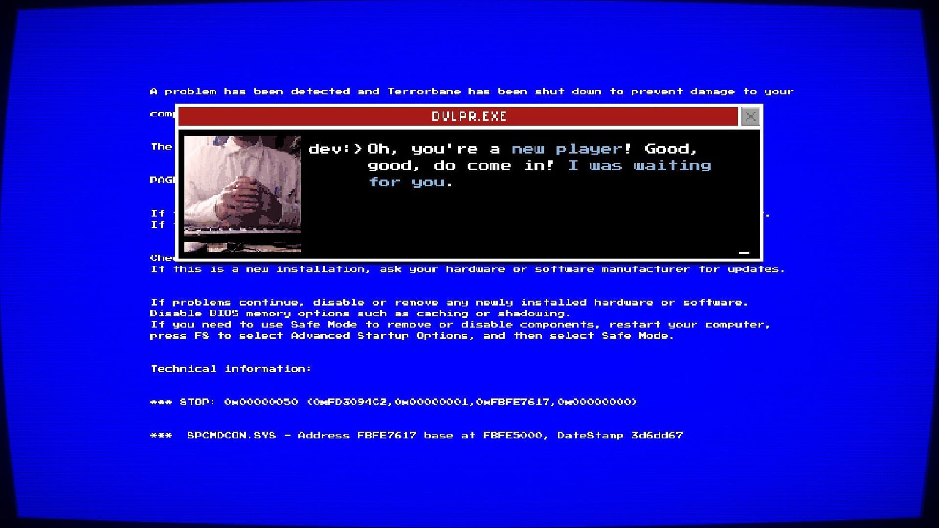 A screen where the developer is directly interacting with the player (Image via WhisperGames)